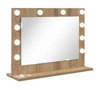 Miroir de vanité LED - vidaXL - Chêne artisanal - 60x45x18 cm - Éclairage LED - Blanc chaud - Verre et bois composite