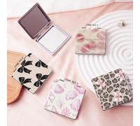 Miroir de vanité portable de la série Millennium Bow, miroir à main pliable léger ultra-fin et pratique, en PU durable, convient à plusieurs scènes et à toutes les personnes, miroir de poche carré pli