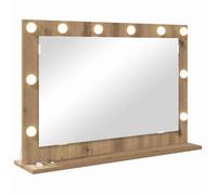 Miroir de vanité - vidaXL - Chêne artisanal - 80x55x18 cm - Verre et bois composite - Blanc chaud - Bandes LED