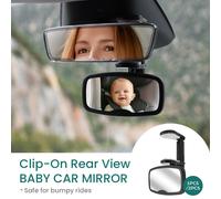 Miroir de voiture pour bébé, incassable et anti-secousse, 1 pièce et 2 pièces, miroir de voiture à clipser pour bébé, essentiels pour nouveau-né 2PC black