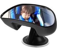 Miroir De Voiture Pour Bébé, Rétroviseur Intérieur De Voiture Pour Bébé, Rétroviseur De Voiture Pour Enfants Antidérapant Avec Ventouse, Rétroviseur De Siège Arrière Pour Bébé Rotatif À 360° Noir