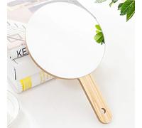 Miroir de voyage à main avec poignée, miroir de coiffeuse, miroir à main en bois, carré et rond, miroir à main pour salon de beauté professionnel et coiffeur, 17,5 cm
