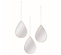 Home Deco Factory - Miroirs suspendus Sixte - Goutte dorée - Lot de 3 - 30x60 cm