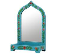 Marrakech Miroir de maquillage avec boîte de rangement pour coiffeuse en bois 38 cm | Miroir sur pied vintage petit Akriti -2 | Miroir de maquillage oriental avec organisateur comme décoration de