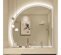 Miroir décoratif Moderne sans Cadre à LED, 80 cm ou 110 cm, Demi-Lune, Miroir de Salle de Bain à intensité Variable, Fixation Murale, antibuée Intelligent, éclairage Frontal et arr