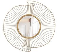 Miroir décoratif mural - HOMCOM - 60 cm - fixation à 360° - détails plissés - pour salon, chambre à coucher, bureau - doré