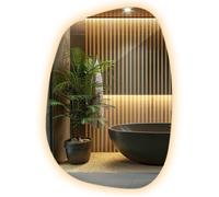 Miroir décoratif mural LED DecorTapis à forme organique, design contemporain intérieur avec lumière chaude - 55,1x38,2 cm