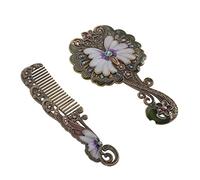 miroir décoratif portable, miroir antique, 1 ensemble miroir de poche rétro miroir de vanité ovale miroirs de vanité personnels miroir de maquillage rétro peigne à cheveux antique miroir décoratif pei