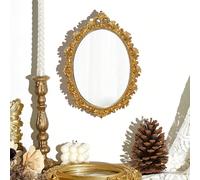 Miroir décoratif vintage de style européen, en feuille d'or ajourée et gravée. Miroir mural de coiffeuse pour la maison, la salle de bain, la décoration d'automne, le rangement de maquillage et les ac