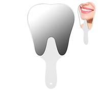 Miroir Dentaire, Miroir en Forme De Dent Mignon Miroirs À Main Miroirs D'inspection Dentaire Portable Cosmétique Accessoire avec Poignée en Plastique pour Femmes Hommes(Blanc)