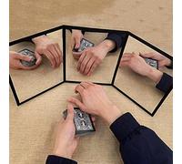 Miroir d'entraînement à 3 voies pour cartes, gadgets magiques, illusions, tours de magie, accessoires de scène, tapis de magicien professionnel