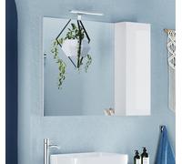 Miroir design avec rangement, 110x75cm, collection ISORA, couleur blanc brillant