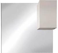 Miroir design avec rangement, 120x110 cm, collection VITARIO, en blanc brillant