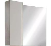 Miroir design avec rangement, 78x75 cm, collection BURA, en blanc brillant et couleurs béton.