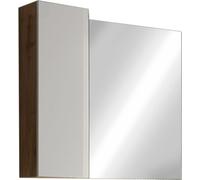 Miroir design avec rangement, 92x75 cm, collection BURA, en blanc brillant et chêne clair.