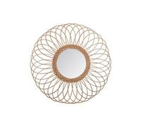 Miroir design en rotin coloris beige - Dim : L.58 x l.2,2 x H.58 cm --