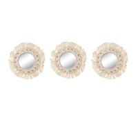 Miroir dewall home esprit verre blanc macramé boho 20 x 1 x 20 cm (3 pièces)