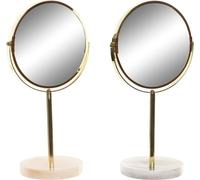 Miroir DKD Home Decor 18 x 13 x 35 cm Gris Beige Or Métal Blanc Résine Gris clair (2 pièces)
