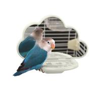 Miroir d'oiseau avec Cintre - Accessoires en Cage | Miroir Loro et périquito avec Support, Cintre et mangeoire, Jouet interactif pour Section Un Poteau, canari, Oiseaux en Cage