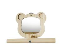 Miroir d'oiseau avec perchoir - Stand de perruche en bois jouet jouet | Perchés de perruche interactifs pour les puces BUYBIRDS | Miroir accessoire en cage avec plate-forme de support | Joue d'enrichi