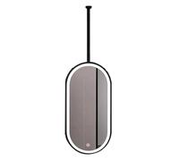 Miroir Double Face Suspendu au Plafond avec éclairage LED, Miroir de Maquillage Mural à Cadre métallique Rotatif à 360°, éclairage à intensité Variable 3 Couleurs, pour couloirs et salles de
