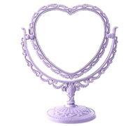 Miroir du cœur, miroir à casse-coiffure à double face tournante 360 °, outil de maymot vintage détachable avec base stable pour la chambre, l'hôtel, le dortoir, le salon, la vanité
