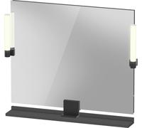 Miroir Duravit Sivida, noir diamant mat, 850 x 36 x 650 mm, lampe à poser,