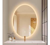 Miroir éclairé à LED de 36 "x28 pour la Salle de Bain Malin de Maquillage Ovale Miroir de Salle de Bain avec commutateur Tactile sans Cadre 3 Couleurs lumières étape sans étape (28x36