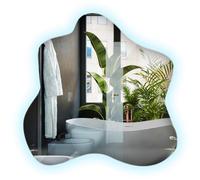 Miroir Élégant LED 48,3x47,9 cm Bords Polis avec Éclairage pour Salle de Bain Salon Chambre Couloir Lumière Froide Maquillage pour Le Mur Irrégulier Organique de Rasage Forme Ondulée Déco Intérieur