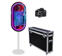 Miroir elliptique avec cadre LED pour selfie, écran tactile de 54,6 cm, miroir magique pour fête, événement, mariage avec lumière RVB (blanc, cabine photo + appareil photo)