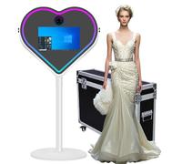 Miroir en forme de cœur avec lumière RVB et cadre LED portable de 54,6 cm pour fête, événement, mariage (blanc, cabine photo)