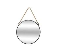 Toilinux - Miroir en métal suspendu avec corde - Diamètre 55 cm - Noir Noir
