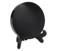 Miroir en obsidienne, support rond vintage, outil de méditation de 7,6 cm, décoration d'affichage en bois, énergie de spirituelle, pour chambre à coucher, salon, bureau, studio de yoga, coin