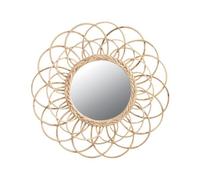 AUBRY GASPARD - Miroir Fleur en Rotin Naturel - Ø Total 54 cm - Ø Verre 25 cm - Fixation Murale Incluse - Léger et Facile à Installer - Idéal pour Décoration Murale Élégante et Naturelle