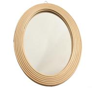 Miroir en rotin tissé, 35 x 25 cm, support mural décoratif tissé à la main, style bohème naturel pour décoration de salon, chambre à coucher, salle de bain