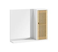 Miroir étagère style cosy - armoire miroir salle de bain 1 porte - bambou blanc Blanc G