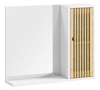 Miroir étagère style cosy - armoire miroir salle de bain 1 porte - bambou blanc