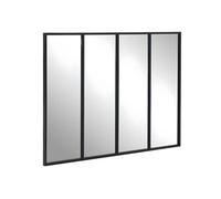 Miroir fenêtre atelier style industriel en métal - L. 120 x H. 90 cm - Noir - DUDLEY