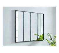 Miroir fenêtre atelier style industriel en métal - L. 120 x H. 90 cm - Noir - DUDLEY