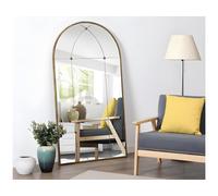 Miroir fenêtre vintage en métal PALMYRE - L. 80 x H. 150 cm -Doré antique