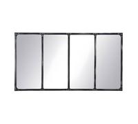 Miroir fenêtre industriel en métal - L. 140 x H. 75 cm - Noir - MAASTRICHT