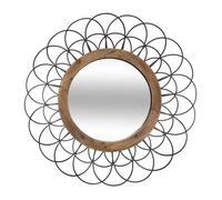 Miroir ""Fleur"" métal noir D90cm - Atmosphera createur d'interieur