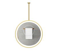 Miroir flottant en métal à luminosité réglable pour salle de bain et salle de bain - Design pratique - Doré - 60 x 60 cm