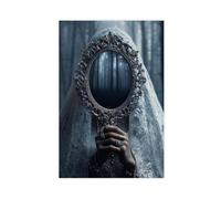 Miroir Forêt - Voile féminin surréaliste, décoration fantastique sombre sur toile, poster pour décoration murale de salon, chambre à coucher (50 x 75 cm)