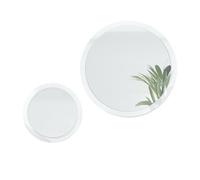 Miroir Globe Set 50 et 80 cm, 2 miroirs muraux ronds décoratifs pour l'entrée et le salon avec cadre en MDF blanc haute brillance