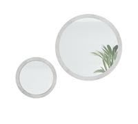 Miroir Globe Set 50 et 80 cm, 2 miroirs muraux ronds décoratifs pour l'entrée et le salon avec cadre en MDF aspect béton oxyde