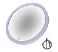Miroir Grossissant 10x avec Ventouse, Rechargeable Miroir Grossissant À LED, 15cm de Diamètre, Portable Miroir de Voyage Grossissant, Miroir Cosmétique pour Rasage, Maquillage, Epilation Elimination