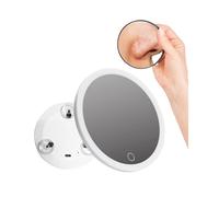 Miroir grossissant 30x 10 cm avec lumière LED, miroir de maquillage éclairé portable pince à épiler, 20x 3 ventouses pour le des yeux voyage, cadeau Blanc