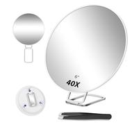 Miroir Grossissant 40X, Miroir De Maquillage avec Fonction Grossissante, Miroir grossissant de Voyage Comprenant Un Support Pince Et Ciseaux Idéal pour Dessiner Les Sourcils Et Se Utilisation à 5-8CM