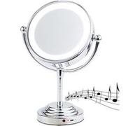 Sichler Beauty Miroir grossissant 5x à éclairage LED avec enceinte bluetooth - Ø 112 mm